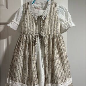 Charming Cream and Brown Kids Dress